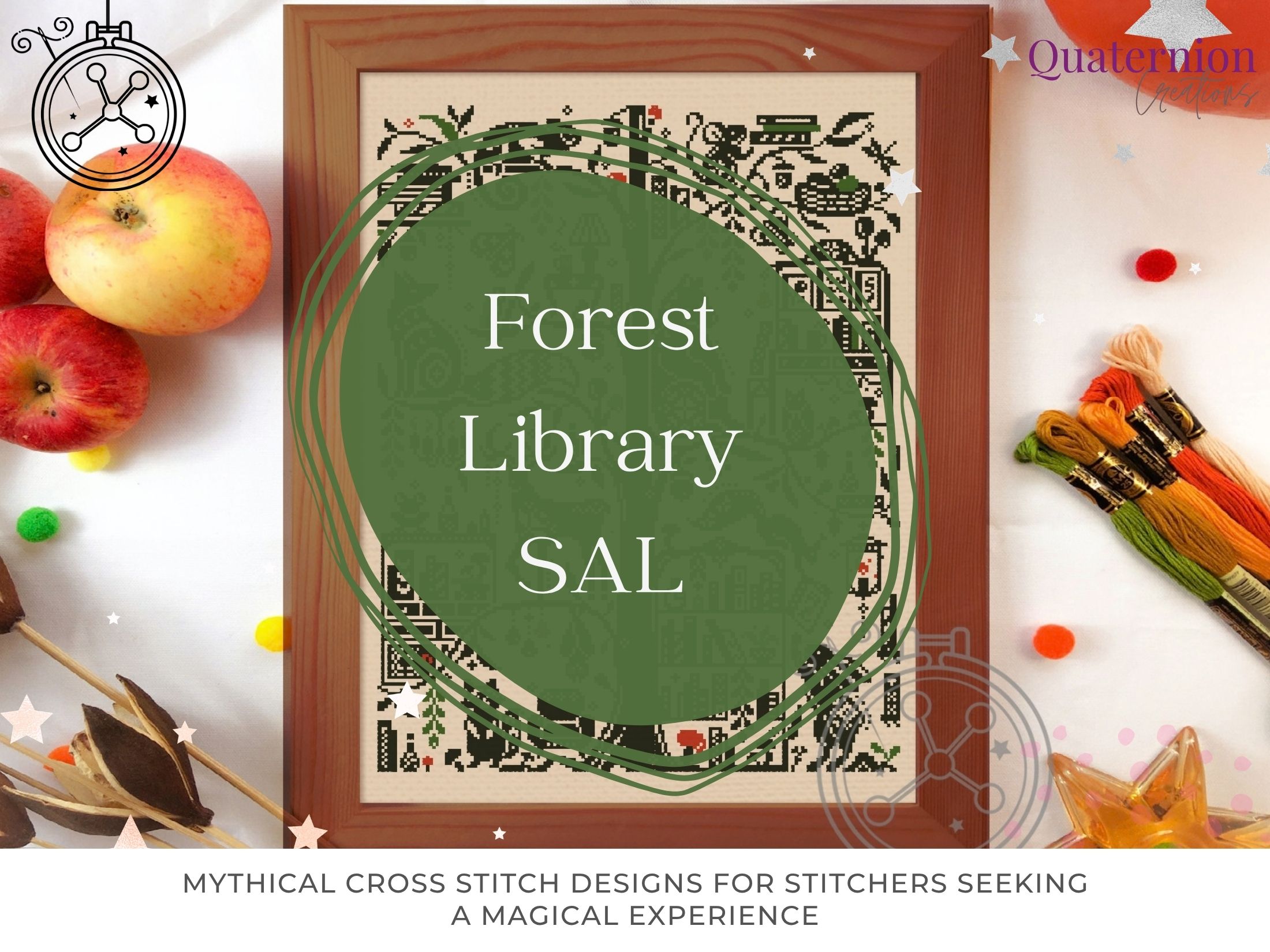 Forest Library cross stitch SAL
