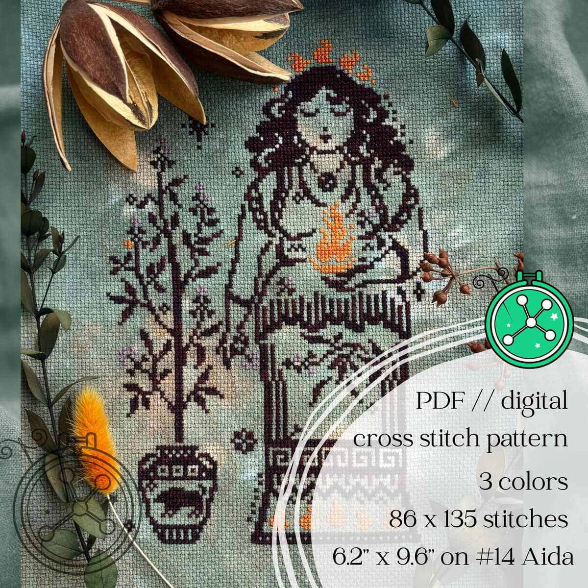 Goddess Hestia Cross Stitch Pattern