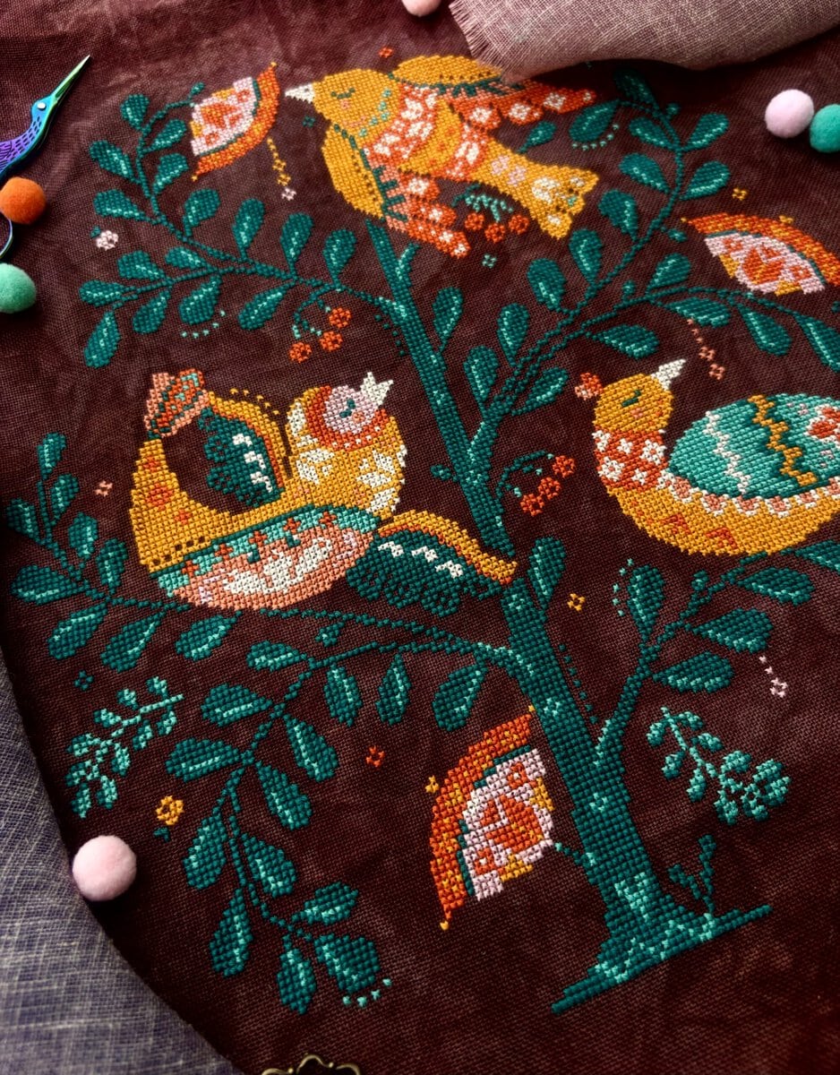 Songbirds and Berries cross stitch pattern